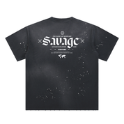 Hand-Frayed Savage Sunfade Paint Splatter T-Shirt
