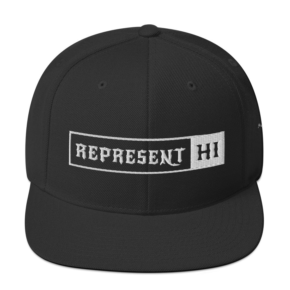 Represent HI Hat in Black with white embroidery — front view #color_Black