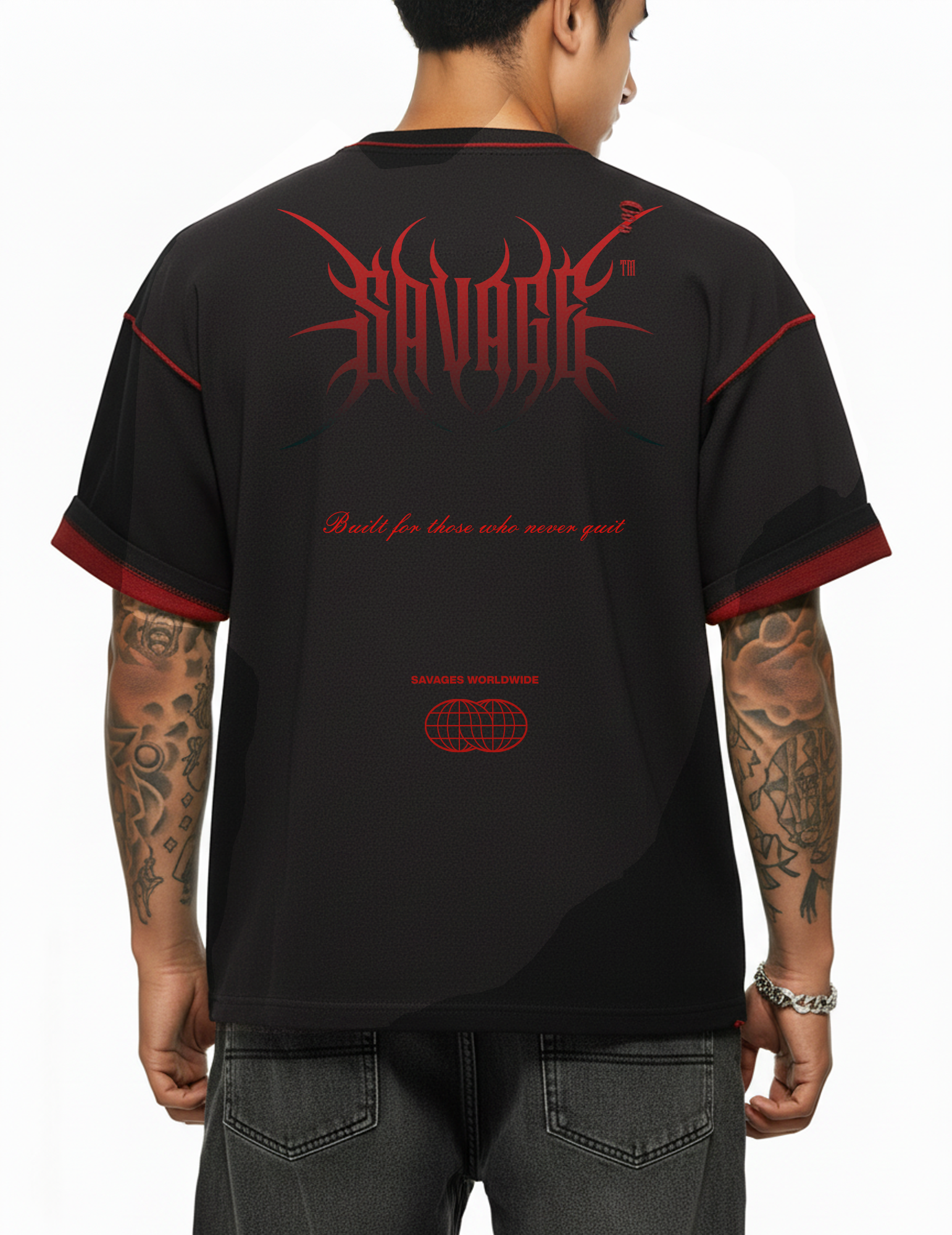 Red Savage Wasteland Frayed T-shirt