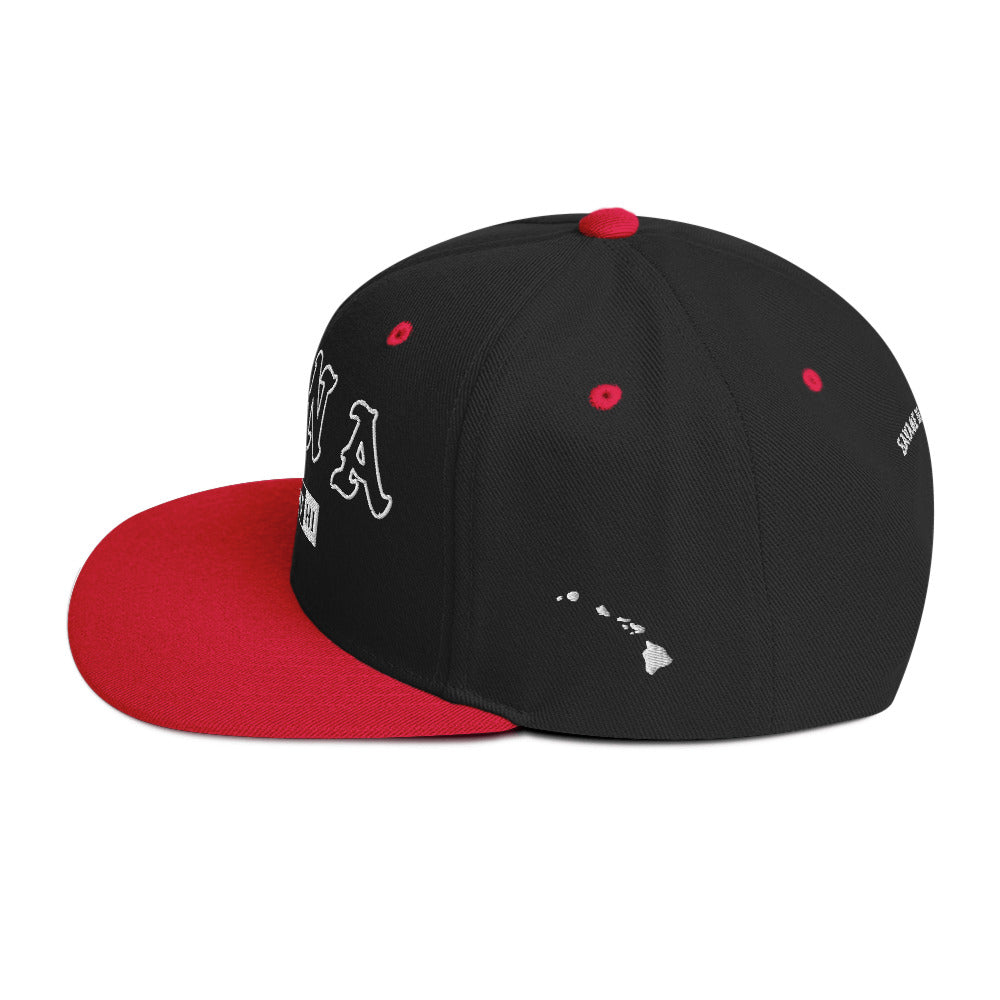 Kona Snapback Hat — Black/ Red — left side view