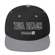 ʻEwa Beach Snapback Hat — Black/ Silver — front view
