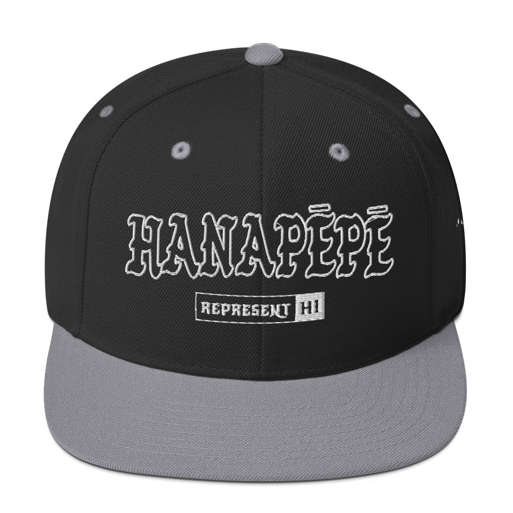 Hanapēpē Snapback Hat — Black/ Silver — front view