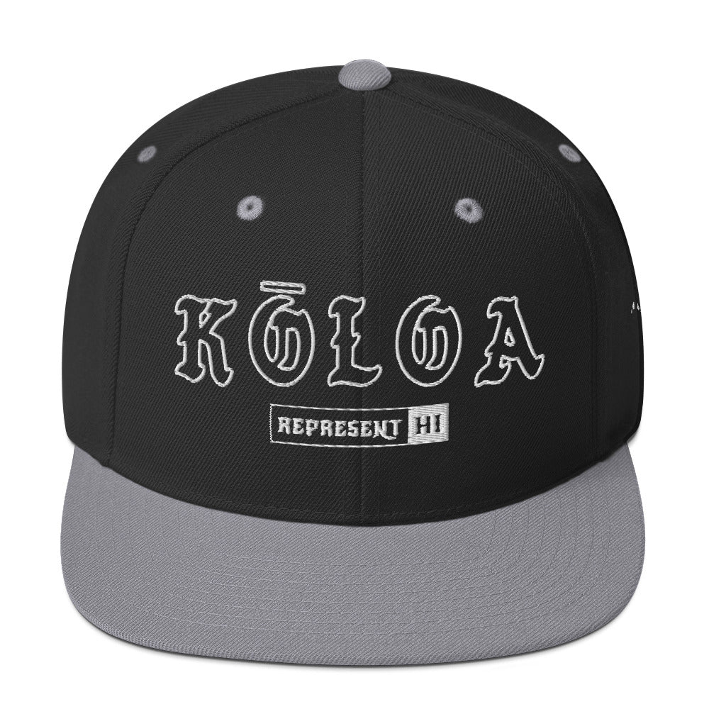 Kōloa Snapback Hat — Black/ Silver — front view