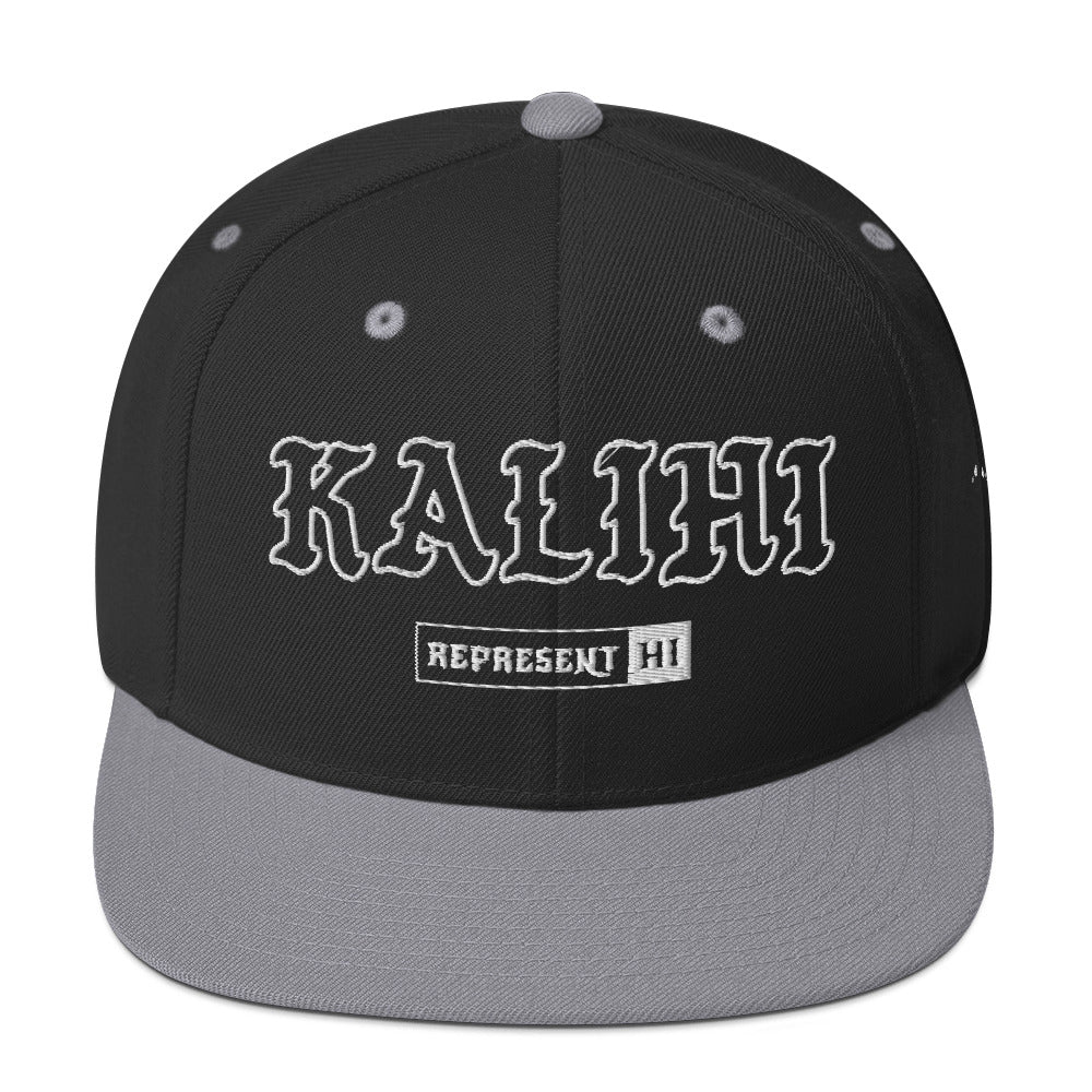 Kalihi Snapback Hat — Black/ Silver — front view