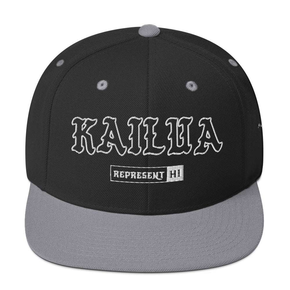 Kailua Snapback Hat — Black/ Silver — front view