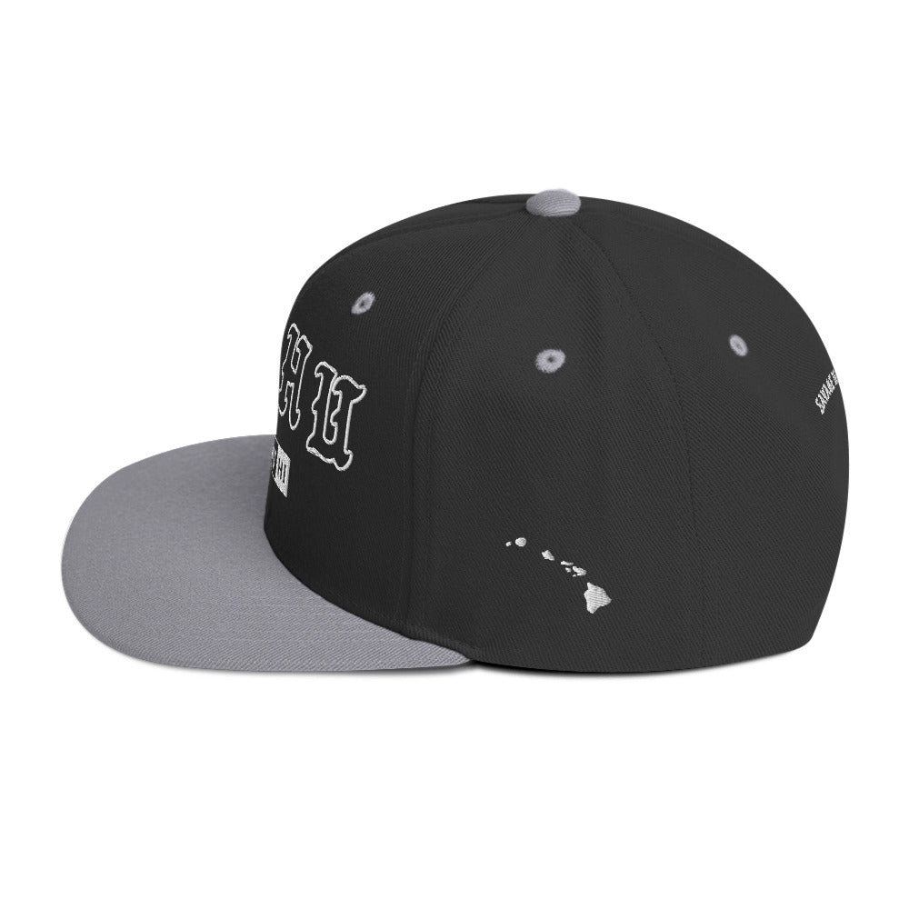 Oʻahu Snapback Hat — Black/ Silver — left view