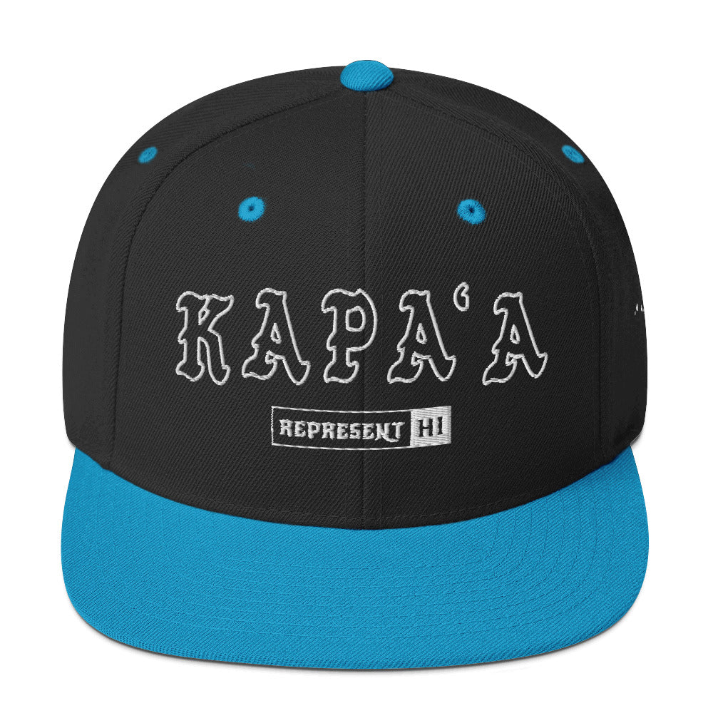 KapaʻA Snapback Hat — Black/ Teal — front view