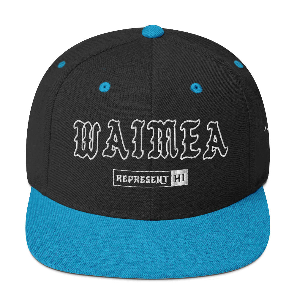 Waimea Snapback Hat — Kauaʻi — Black/ Teal — front view