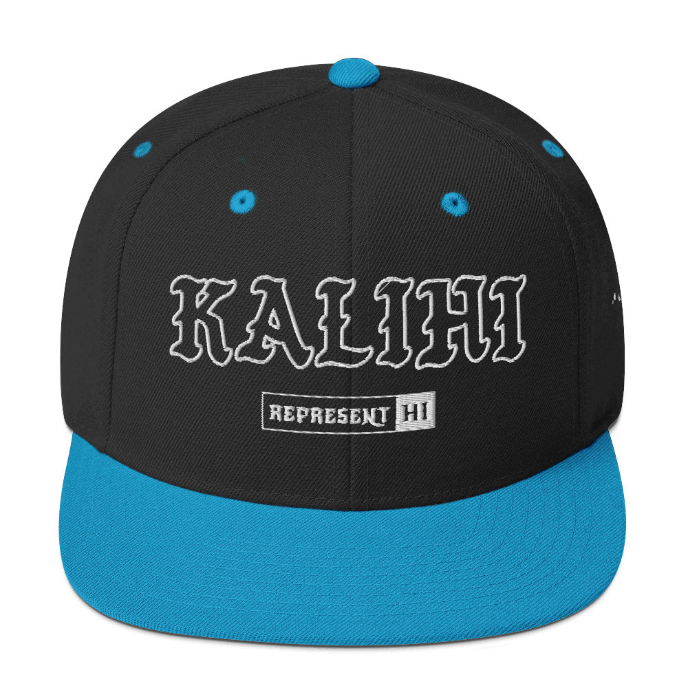 Kalihi Snapback Hat — Black/ Teal — front view