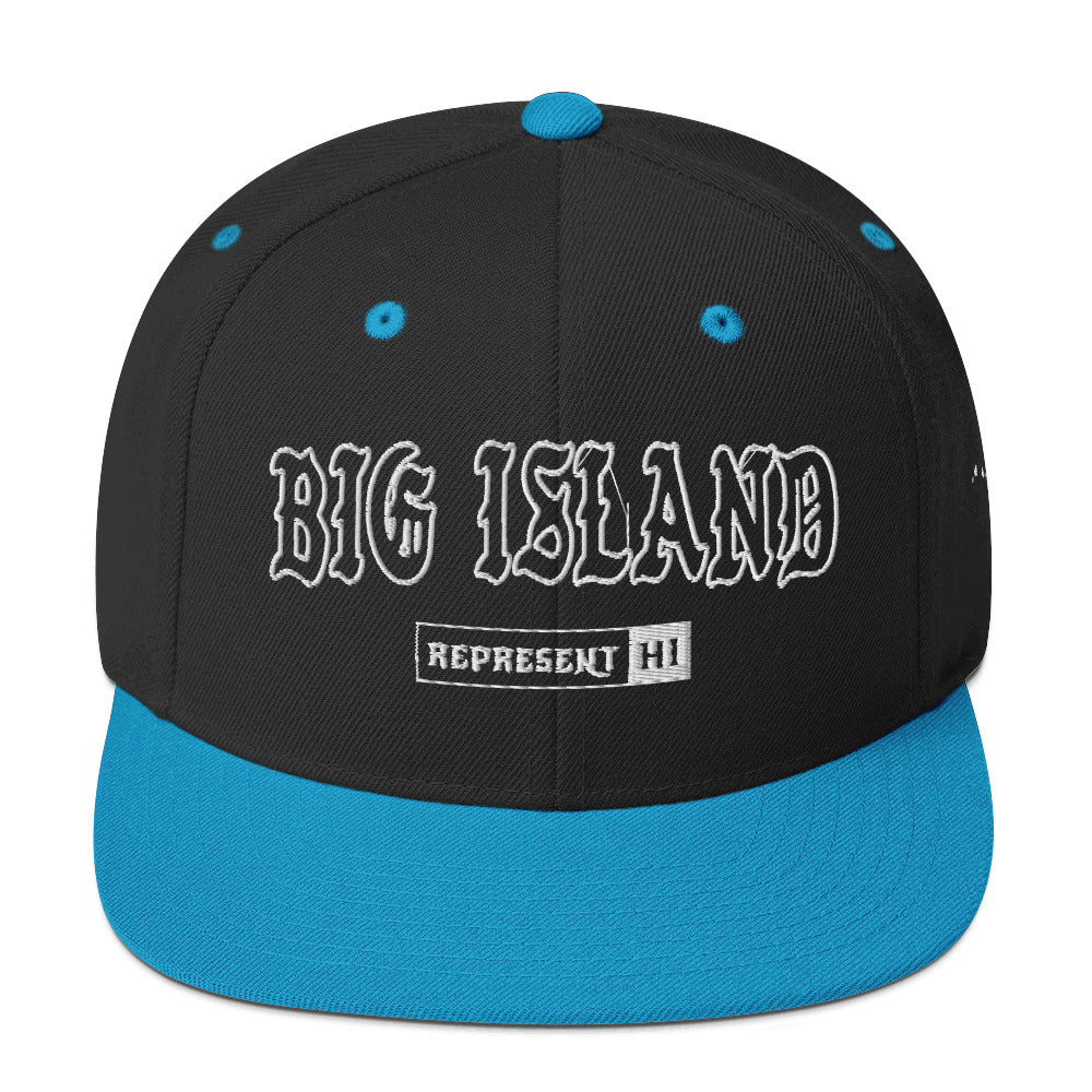 Big Island Snapback Hat — Black/ Teal — front view