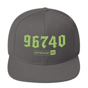 Kailua 96740 Dark Grey/Lime hat — Printful Front