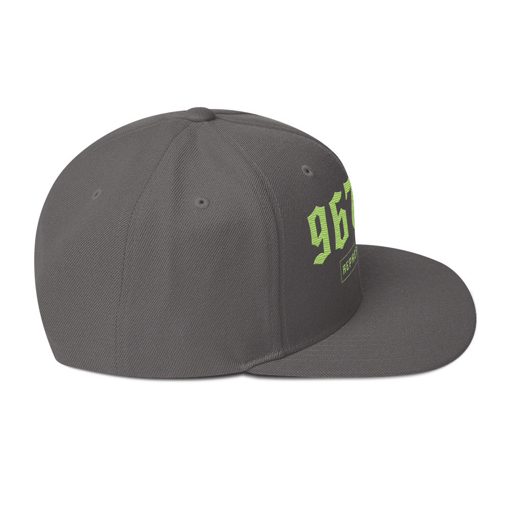 Ewa Beach 96706 Dark Grey/Lime hat — Printful Right Side