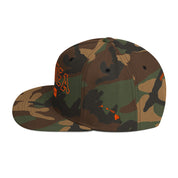 Waimea Snapback Hat — Kauaʻi — Green Camo — orange embroidery — left side view