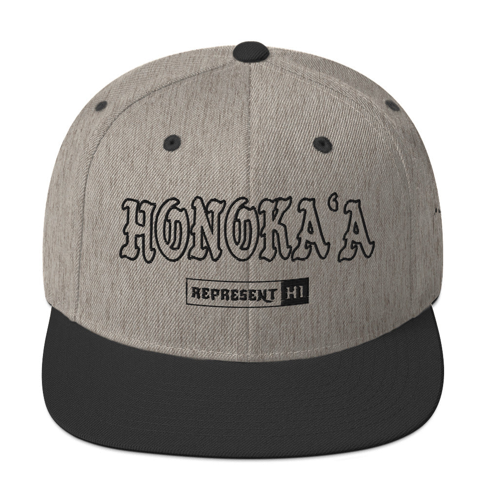 HonokaʻA Snapback Hat — Heather/Black — front view
