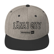 LānaʻI City Snapback Hat — Heather/Black — front view