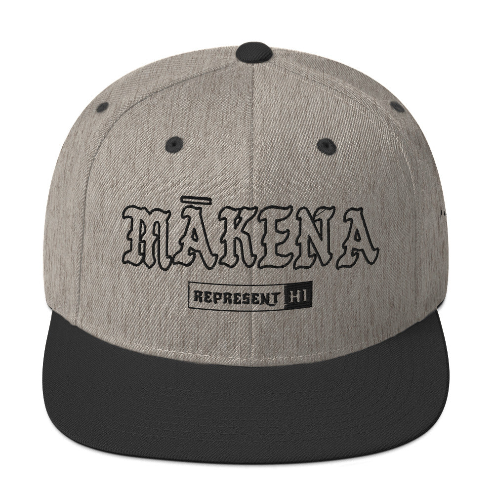 Mākena Snapback Hat — Heather/Black — front view