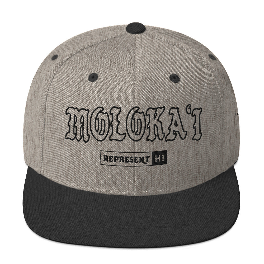 Molokaʻi Snapback Hat — Heather/Black — front view