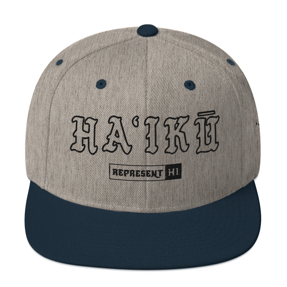 HaʻIkū Snapback Hat — Heather Grey/ Navy — front view