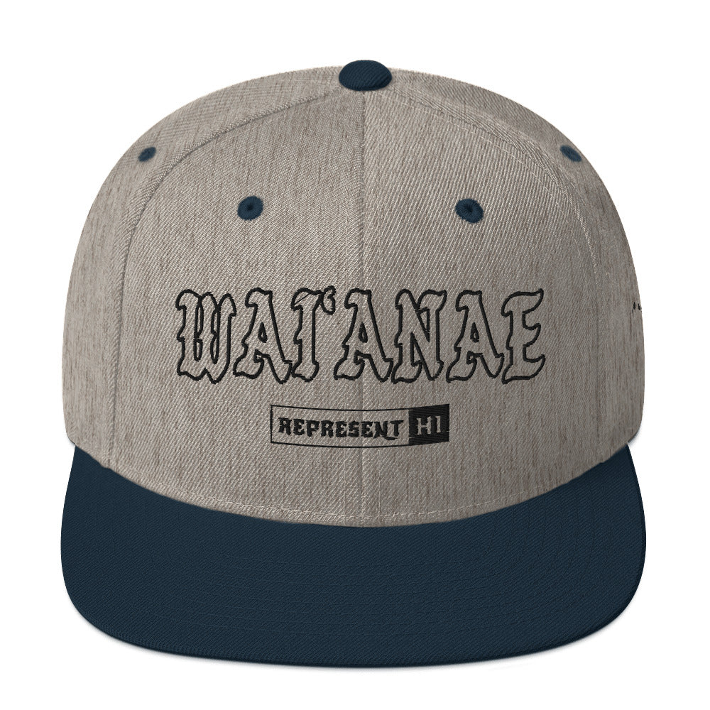 WaiʻAnae Snapback Hat — Heather Grey/ Navy — front view