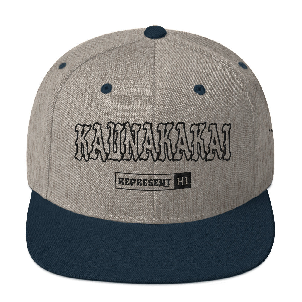 Kaunakakai Snapback Hat — Heather Grey/ Navy — front view