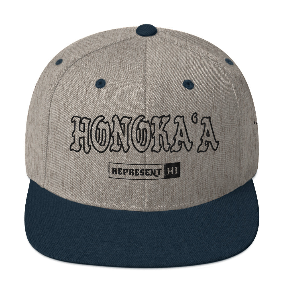 HonokaʻA Snapback Hat — Heather Grey/ Navy — front view