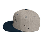 Kona Snapback Hat — Heather Grey/ Navy — left side view