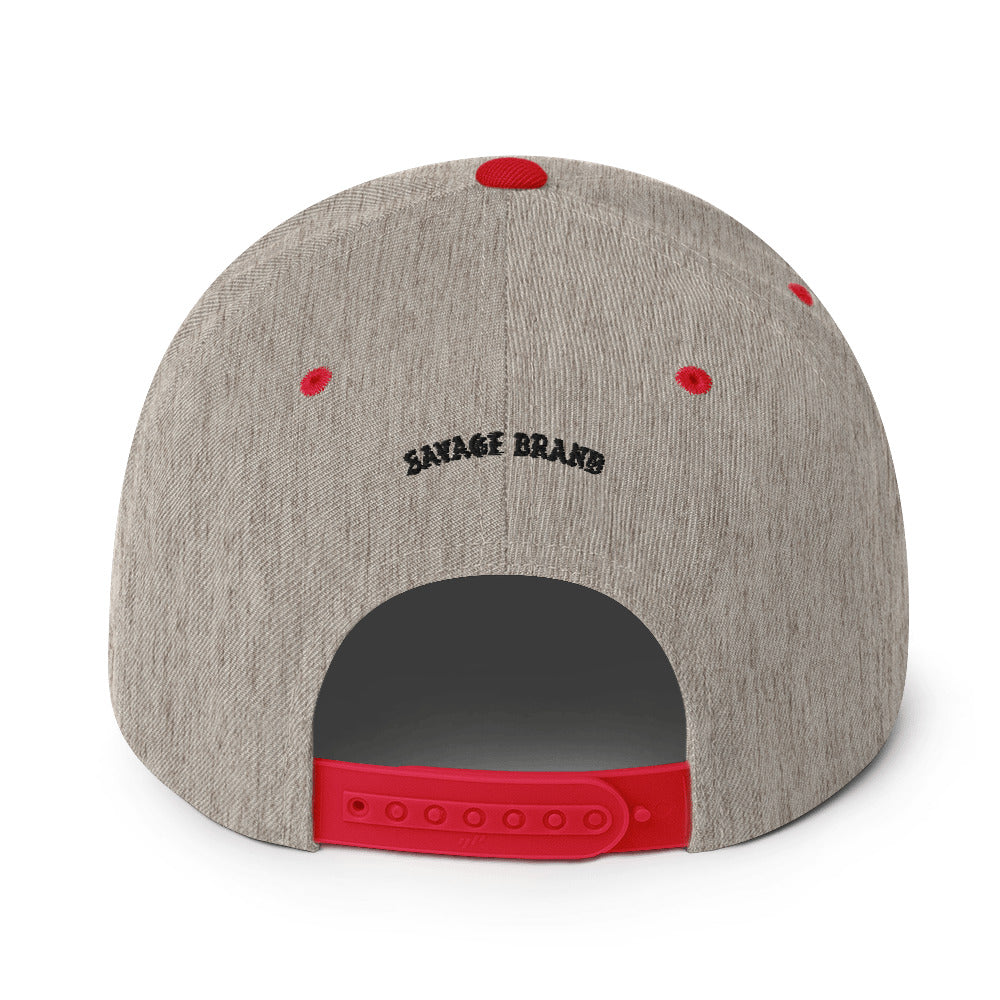 Kona Snapback Hat — Heather Grey/ Red — back view