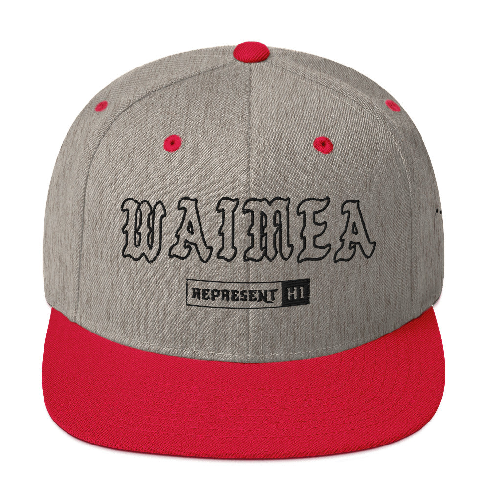Waimea Snapback Hat — Hawaiʻi Island — Heather Grey/ Red — front view