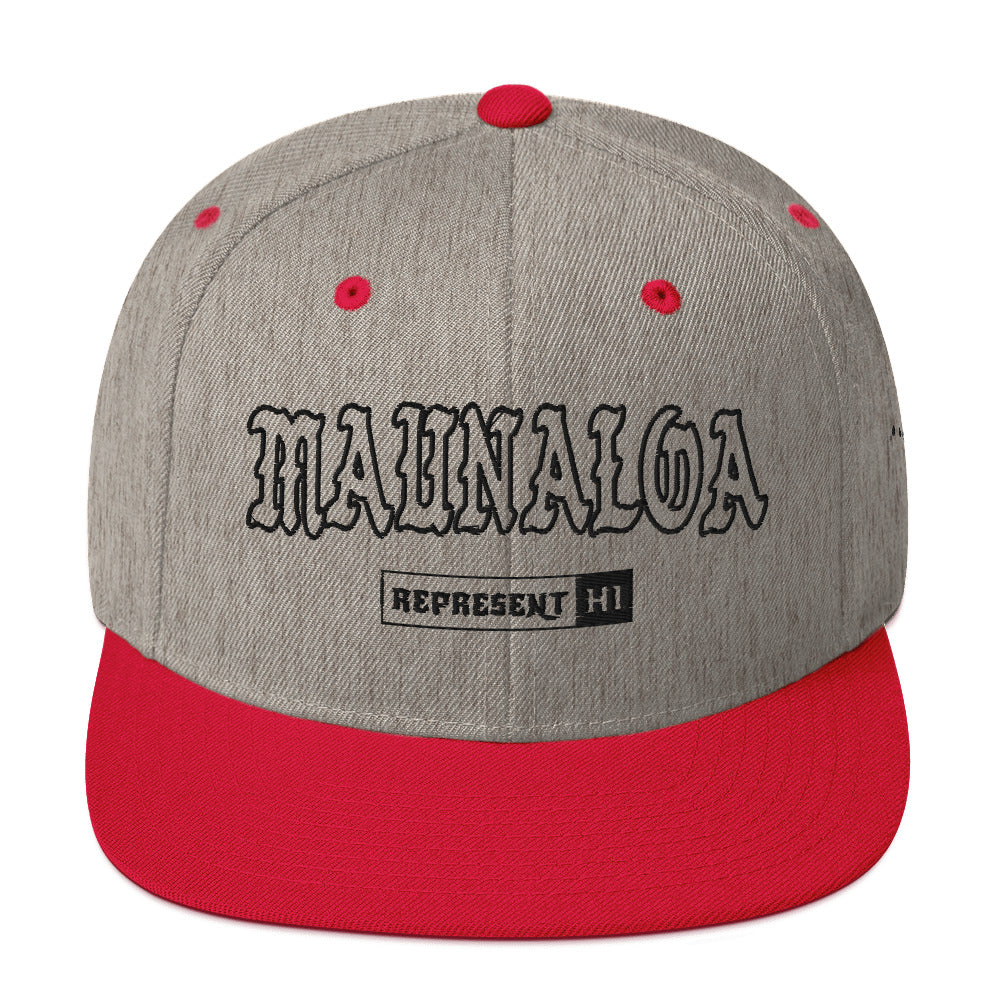 Maunaloa Snapback Hat — Heather Grey/ Red — front view