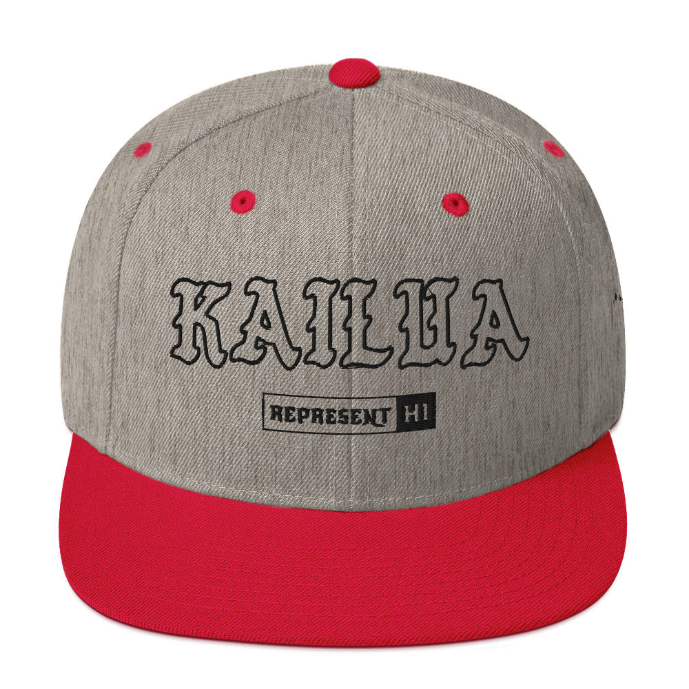 Kailua Snapback Hat — Heather Grey/ Red — front view