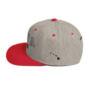 Hāna Snapback Hat — Heather Grey/ Red — left side view