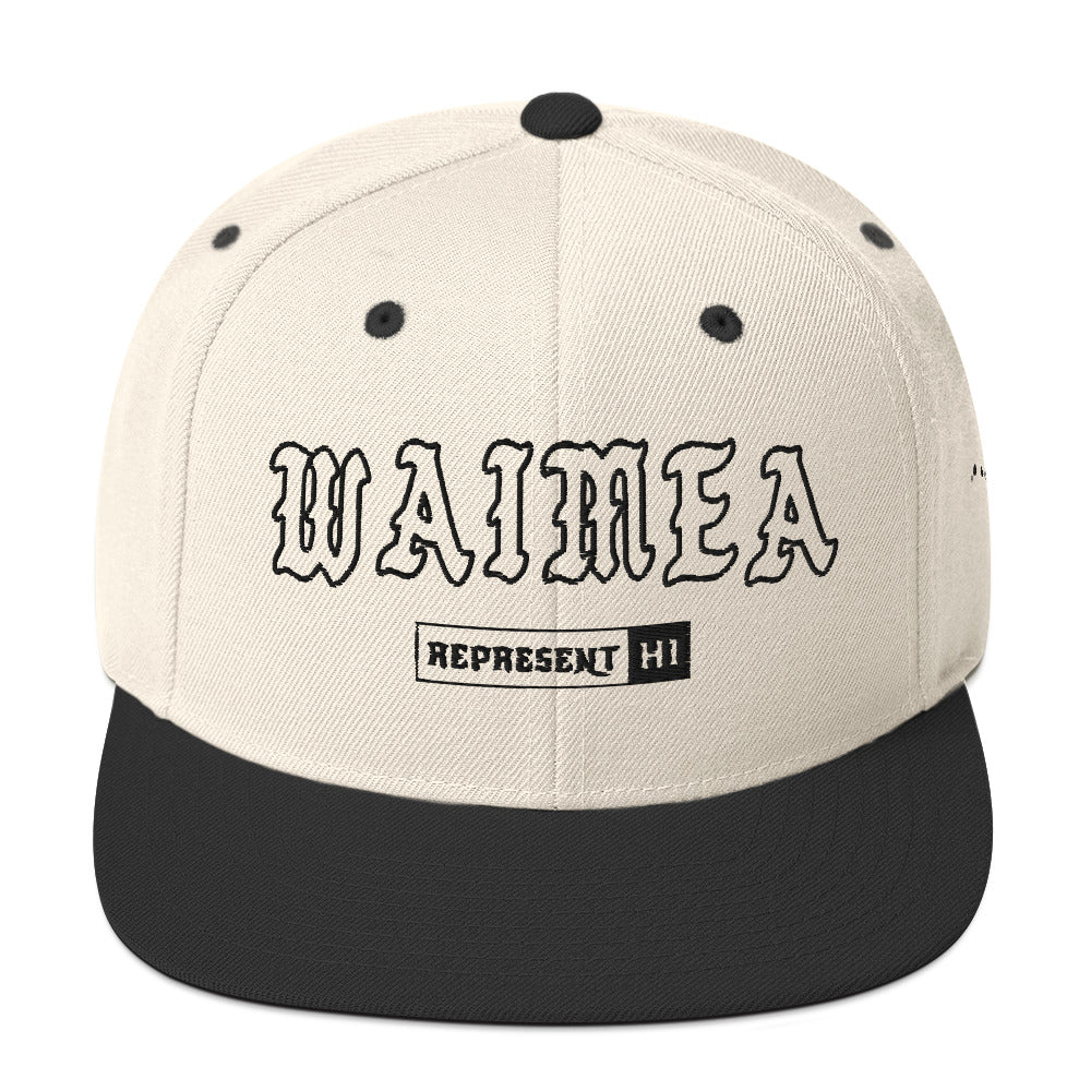 Waimea Snapback Hat — Hawaiʻi Island — Natural/ Black — front view