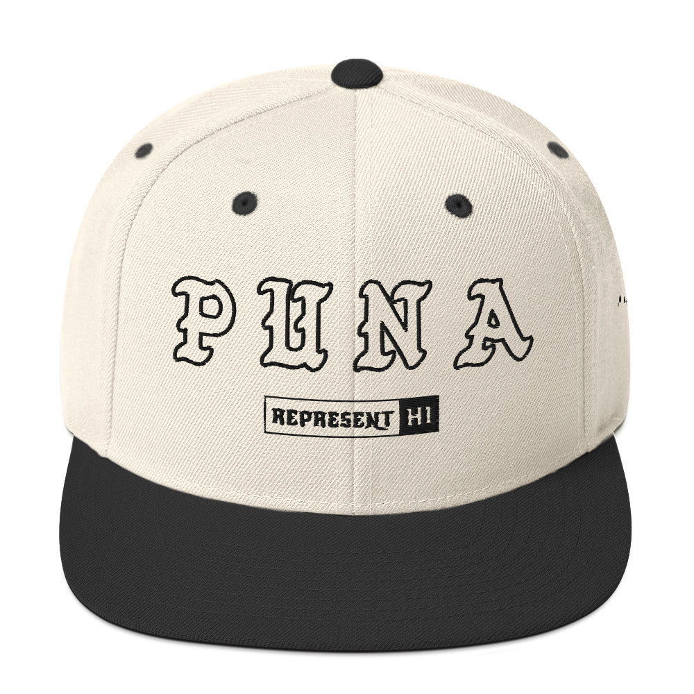 Puna Snapback Hat — Natural/ Black — front view