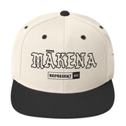 Mākena Snapback Hat — Natural/ Black — front view