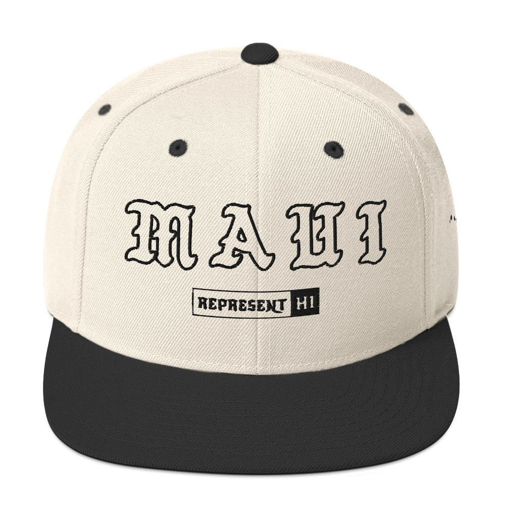 Maui Snapback Hat — Natural/ Black — front view