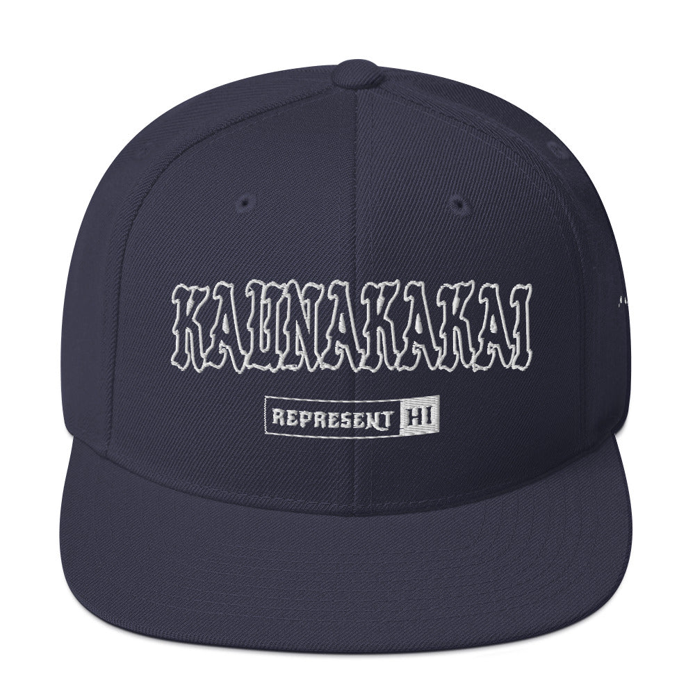 Kaunakakai Snapback Hat — Navy — front view