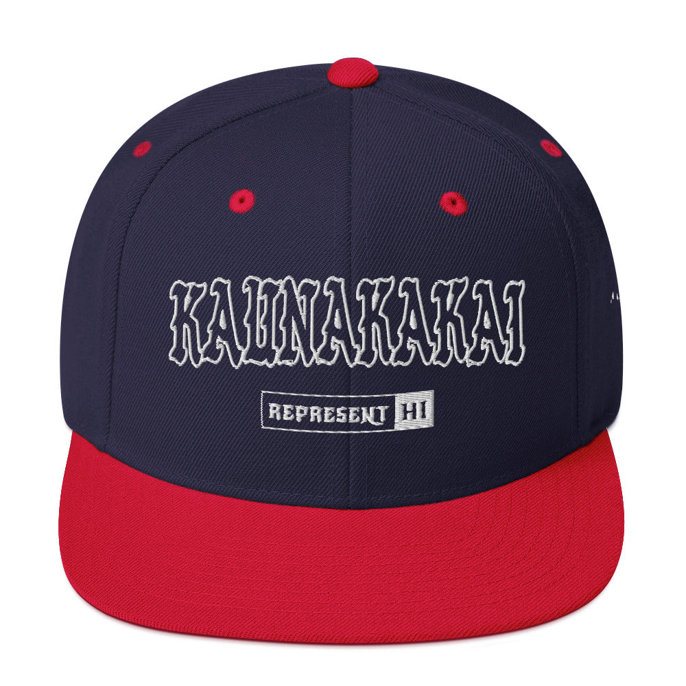 Kaunakakai Snapback Hat — Navy/ Red — front view