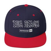 ʻEwa Beach Snapback Hat — Navy/ Red — front view