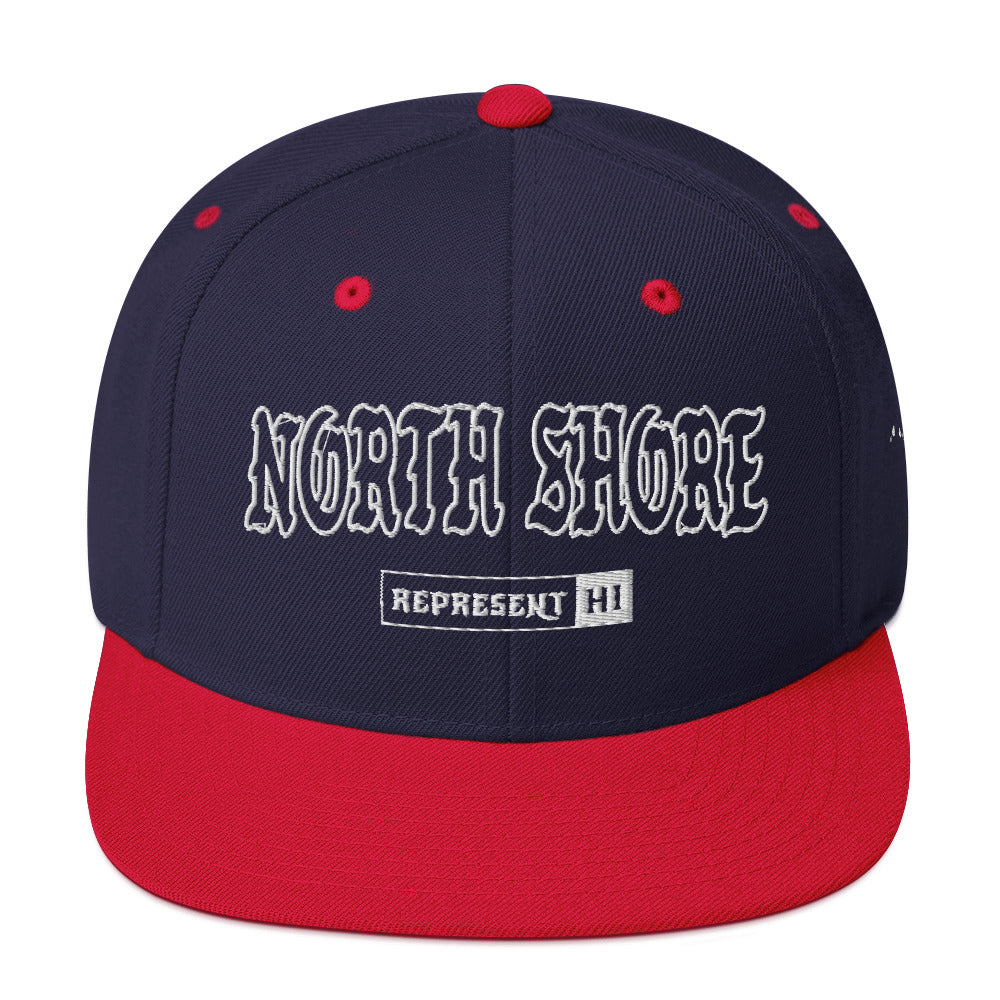 North Shore Snapback Hat — Navy/ Red — front view