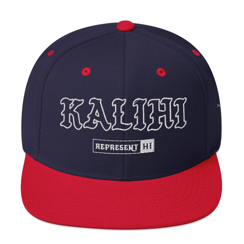 Kalihi Snapback Hat — Navy/ Red — front view