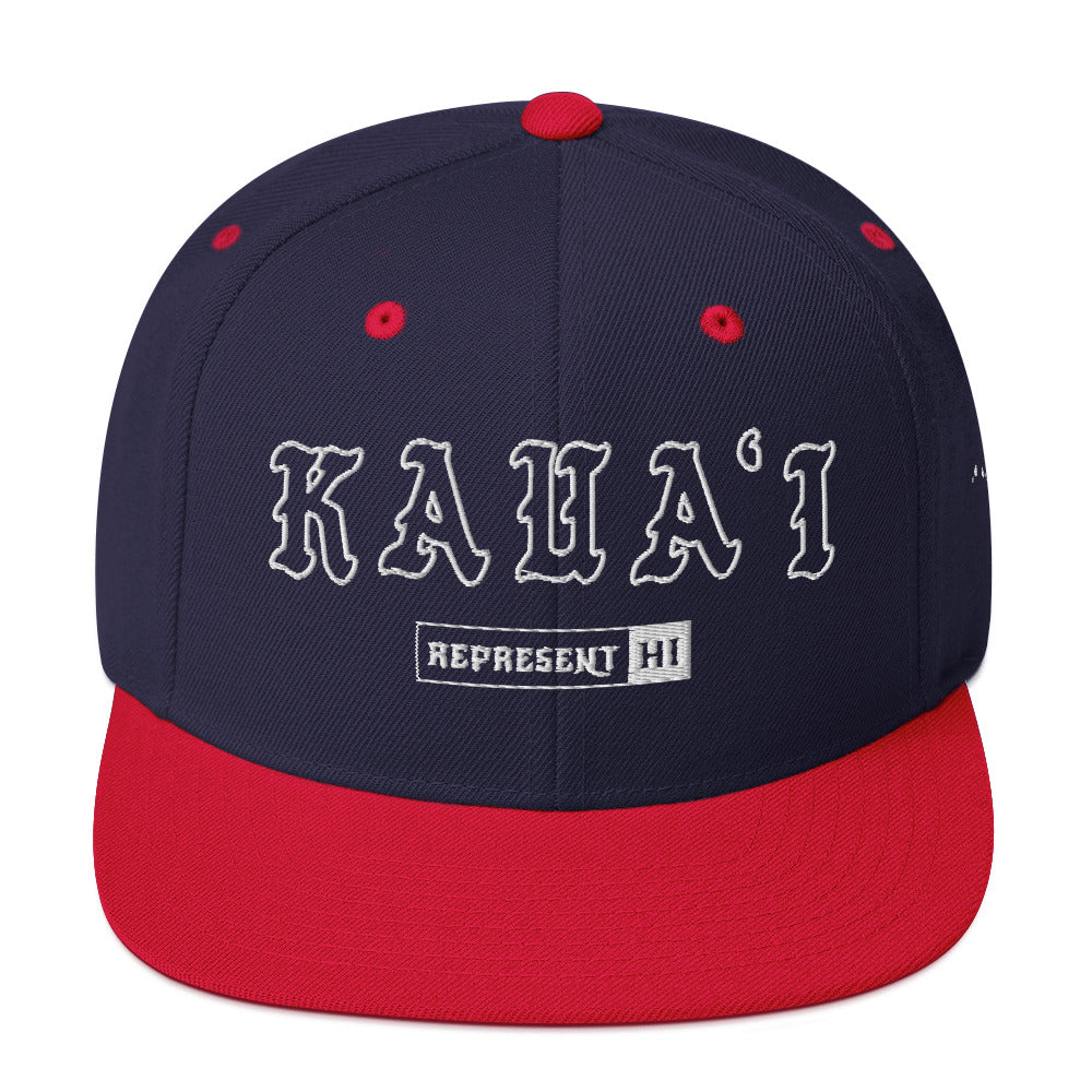 Kauaʻi Snapback Hat — Navy/ Red — front view