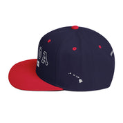 Pāhoa Snapback Hat — Navy/ Red — left side view