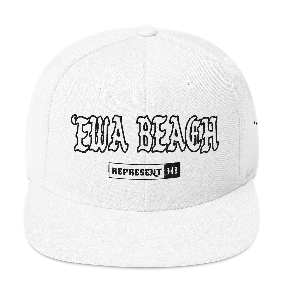 ʻEwa Beach Snapback Hat — White — front view