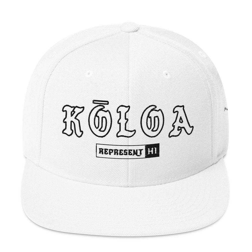 Kōloa Snapback Hat — White — front view