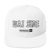 Wai Side Snapback Hat — White — front view