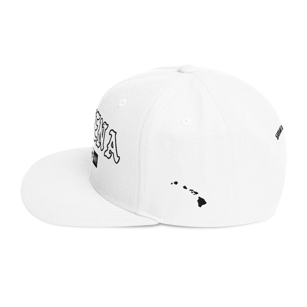 Mākena Snapback Hat — White — left side view