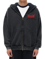 Black Savage Snow Washed Zip-Through Fleece Hoodie