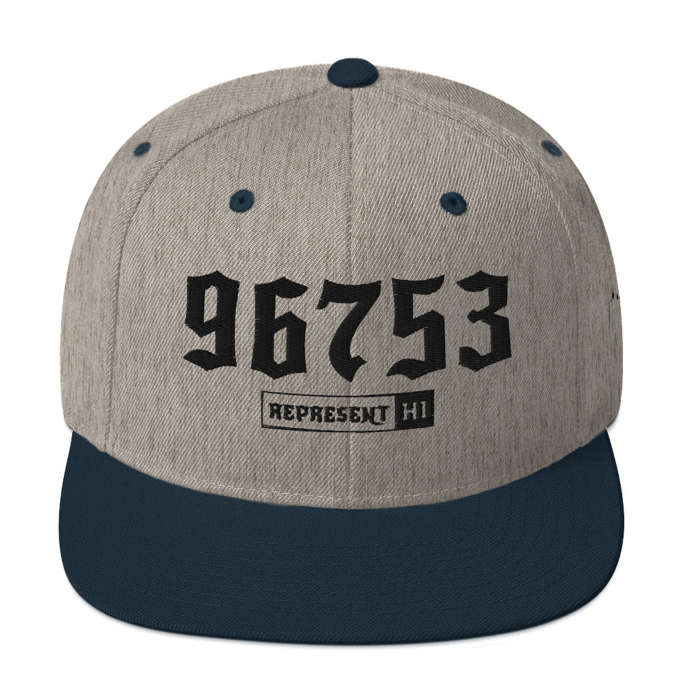 Kihei 96753 Snapback Hat | Heather Grey/ Navy | Front | 7838