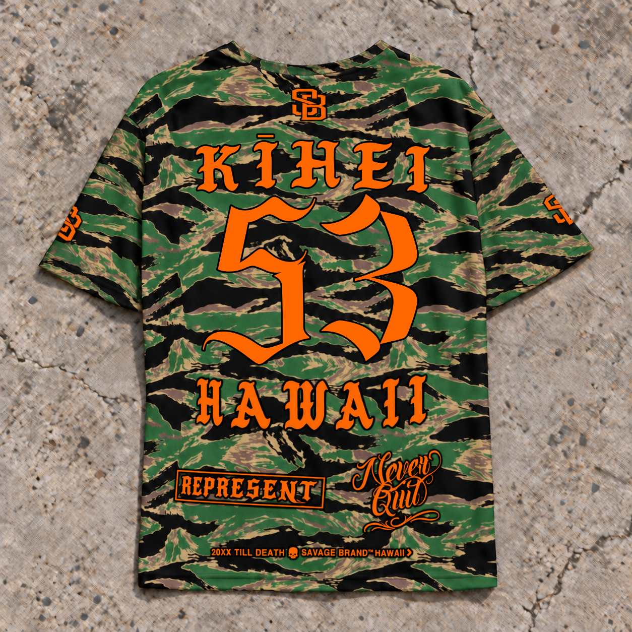 Kihei 53 Short-Sleeve Jersey Camo Orange — Back flat lay