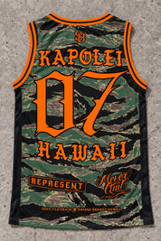 Kapolei 07 Jersey Tank — Camo Orange — Back flat lay